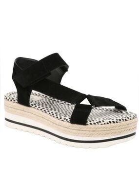 Crown Vintage Black Leather Korine Platform Sandal Women’s  Size 11